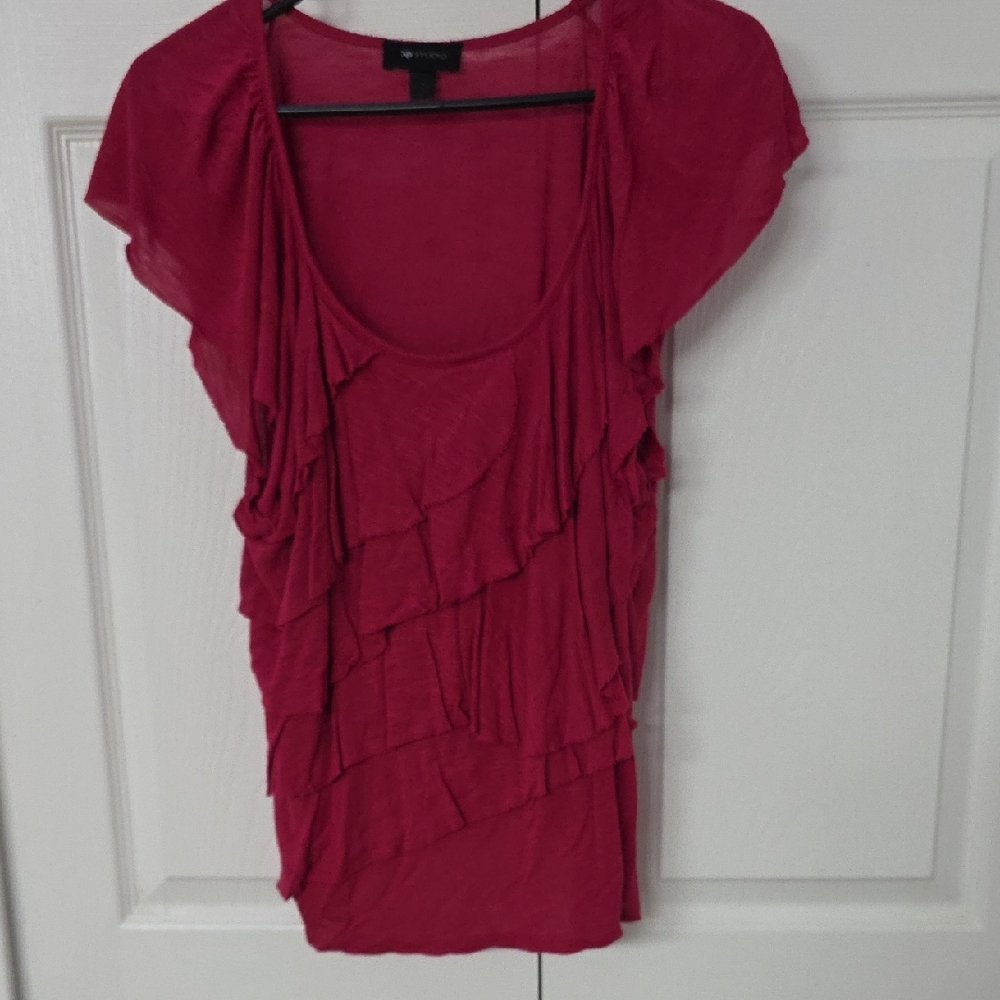 AB Studio Vibrant Red Layered Blouse